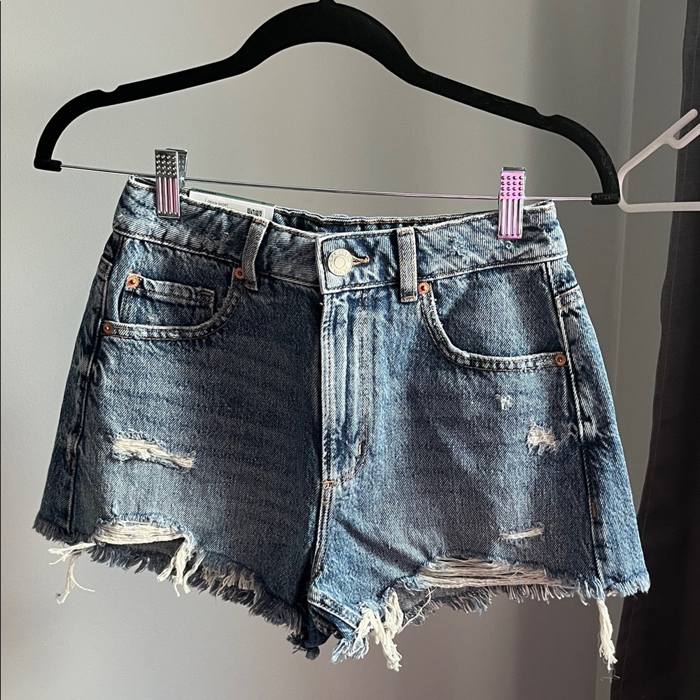 Garage Blue Distressed Jean Shorts
